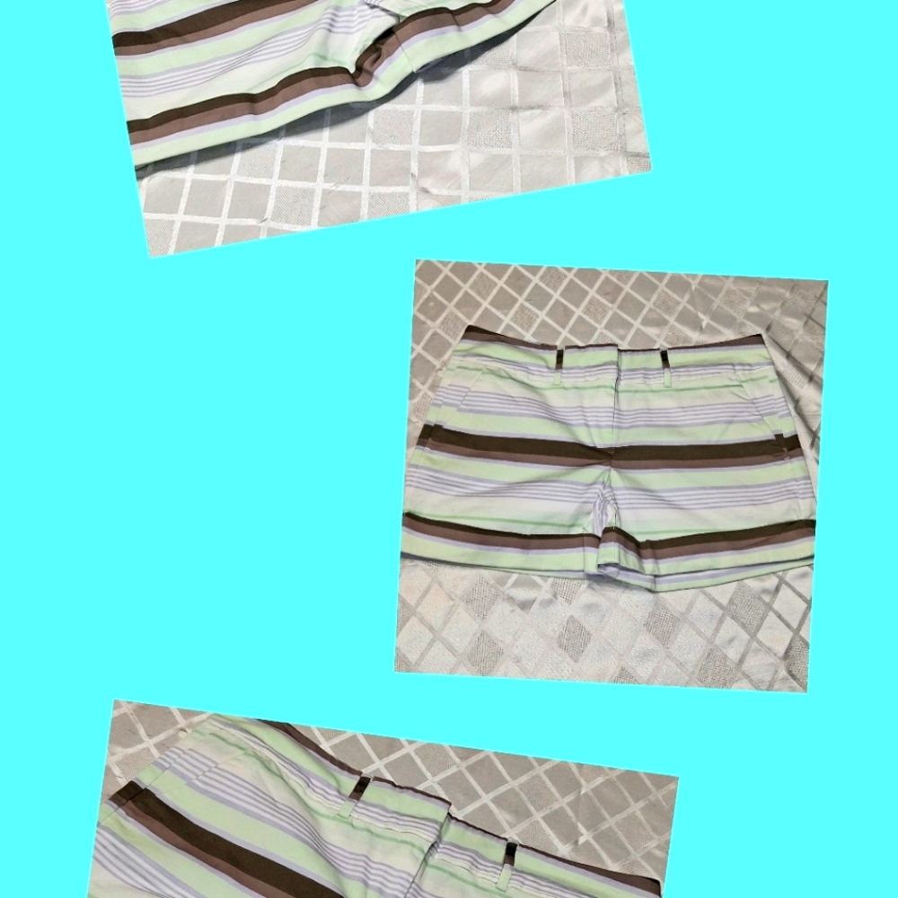 Striped Green and Brown Women's Shorts